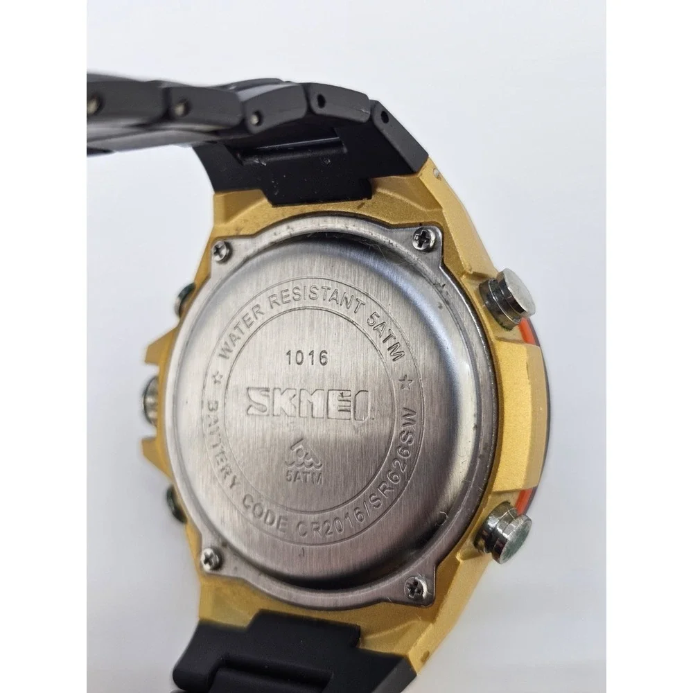 Men's Analog Digital Watch 45MM Day/Date Black Gray Bracelet Band 7